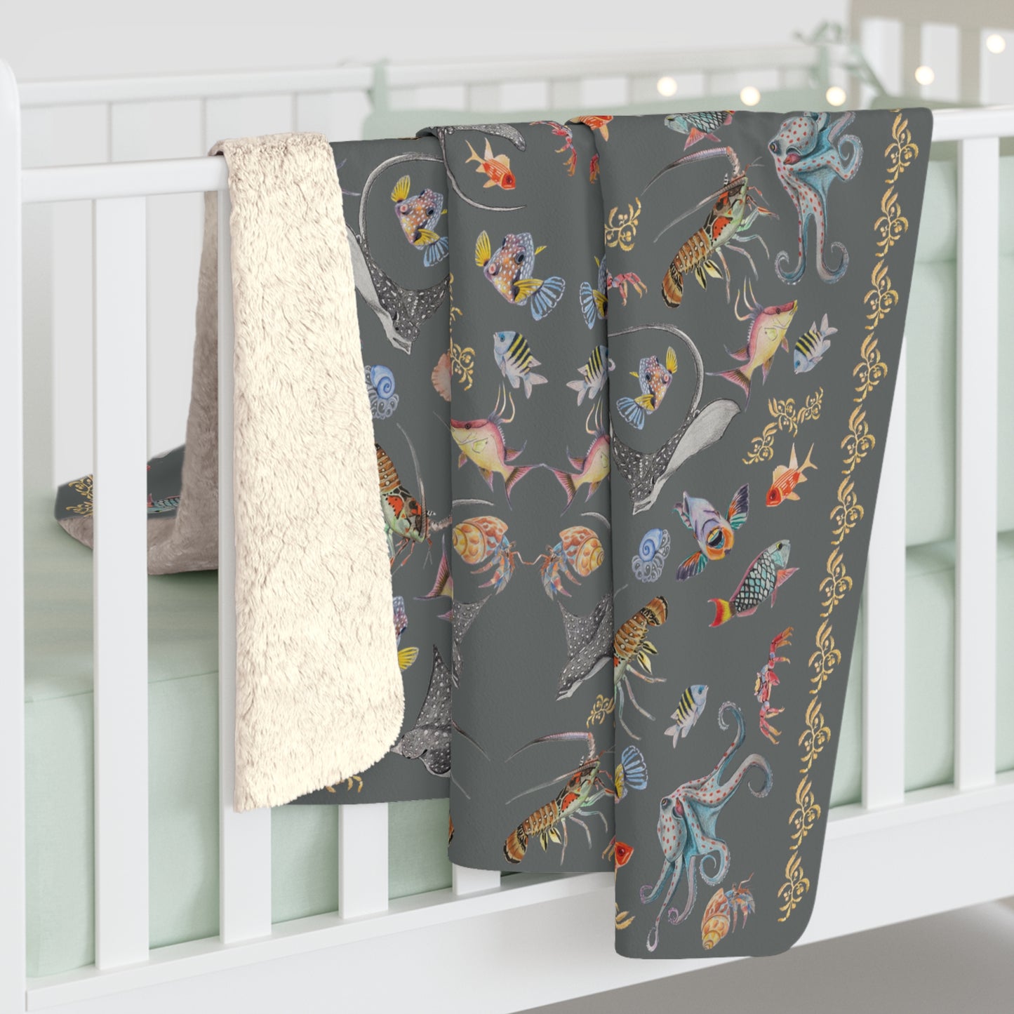 Sargasso Sea - Sherpa Fleece Blanket - Dark Grey