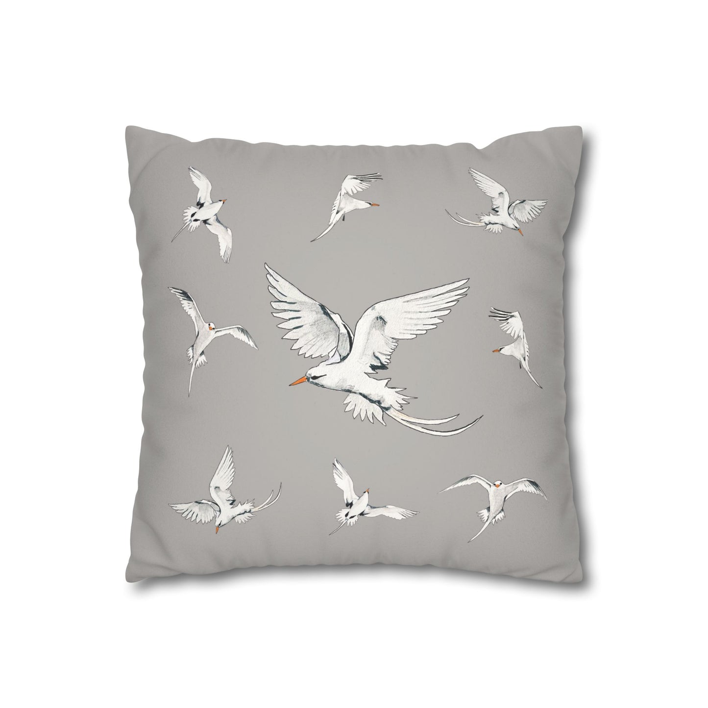 Longtails - Faux Suede Square Pillow Case - Light Grey