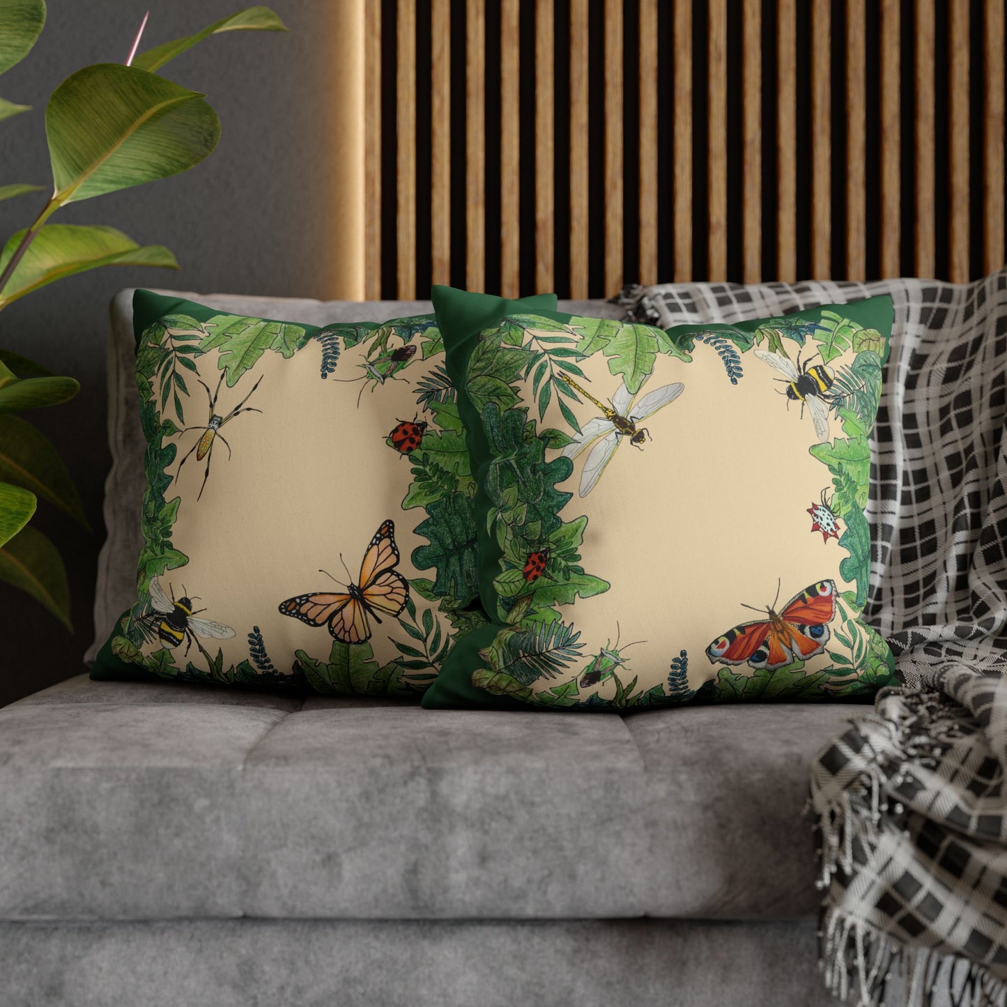 Garden Life - Faux Suede Square Pillow Case - Beige