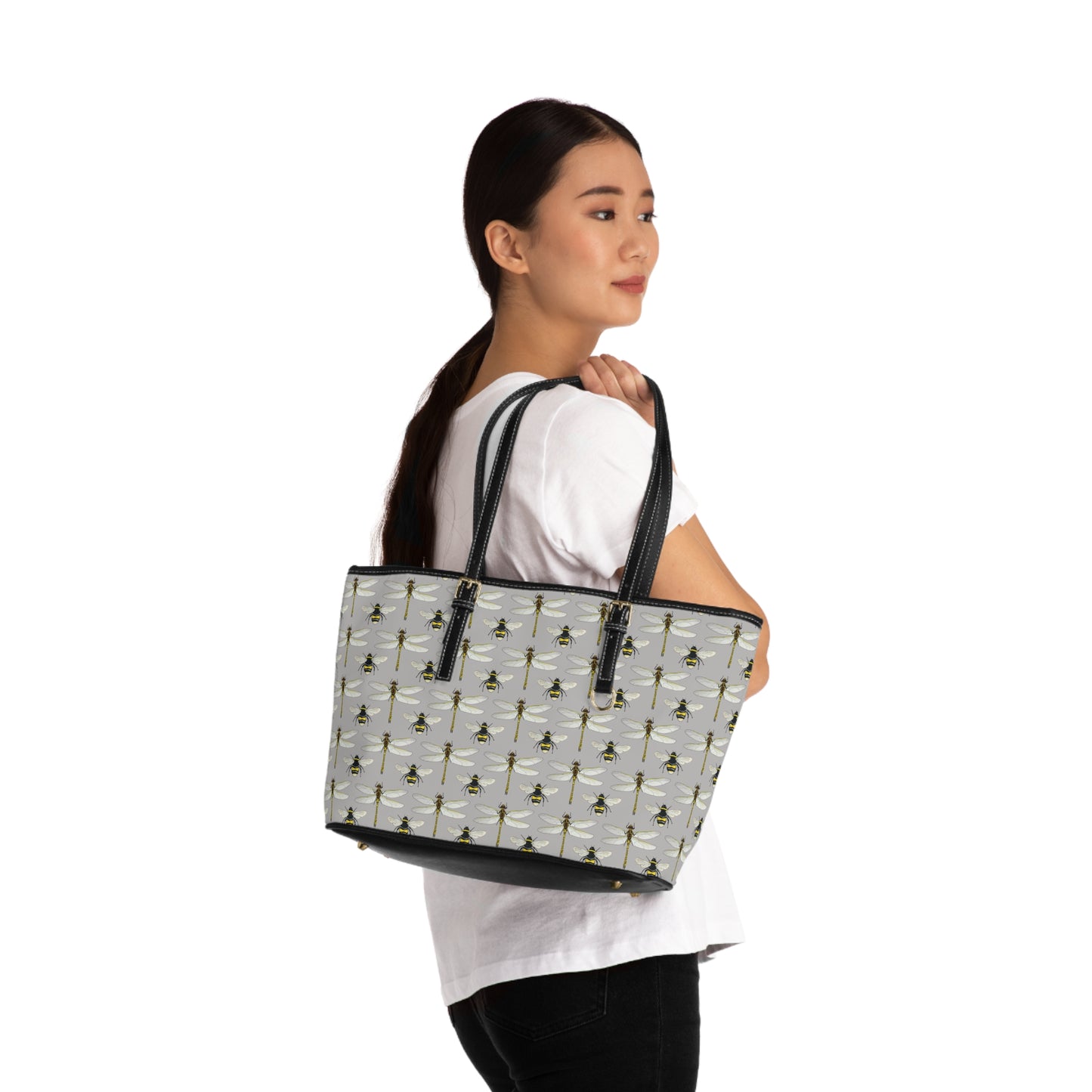 Garden Life -  Leather Shoulder Bag - Light Grey