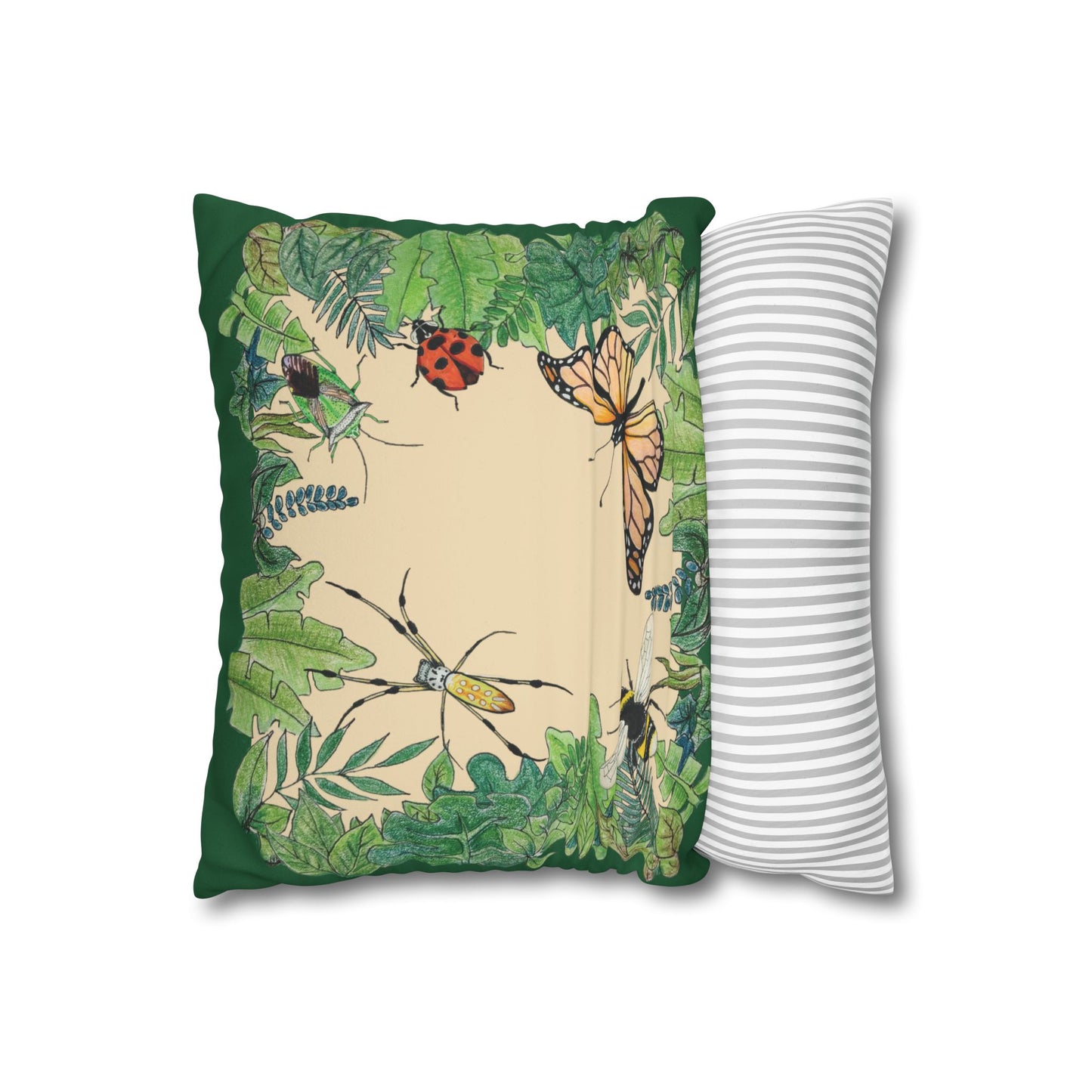 Garden Life - Faux Suede Square Pillow Case - Beige