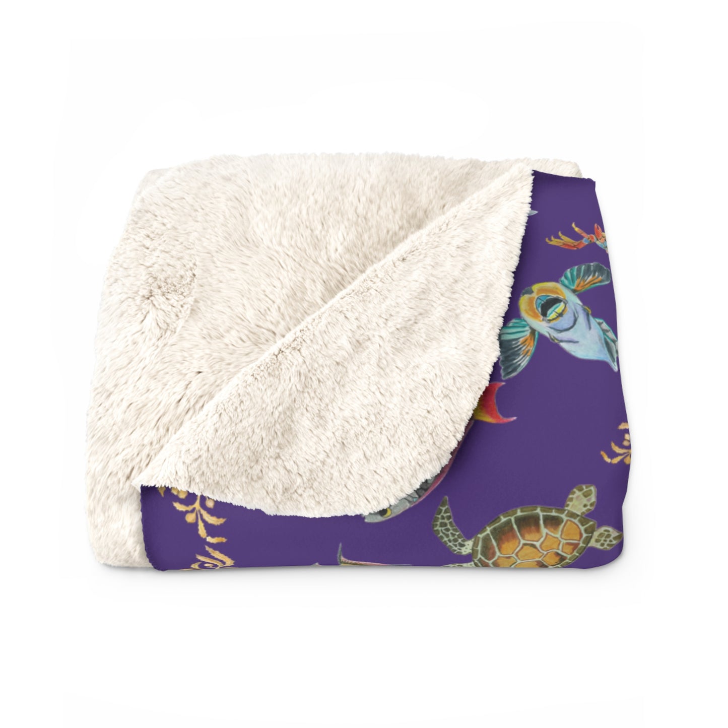 Sargasso Sea - Sherpa Fleece Blanket - Deep Purple