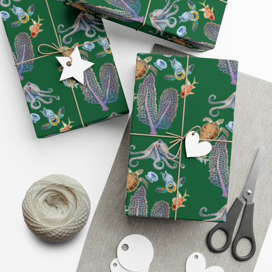 Sargasso Sea - Gift Wrap - Forest Green