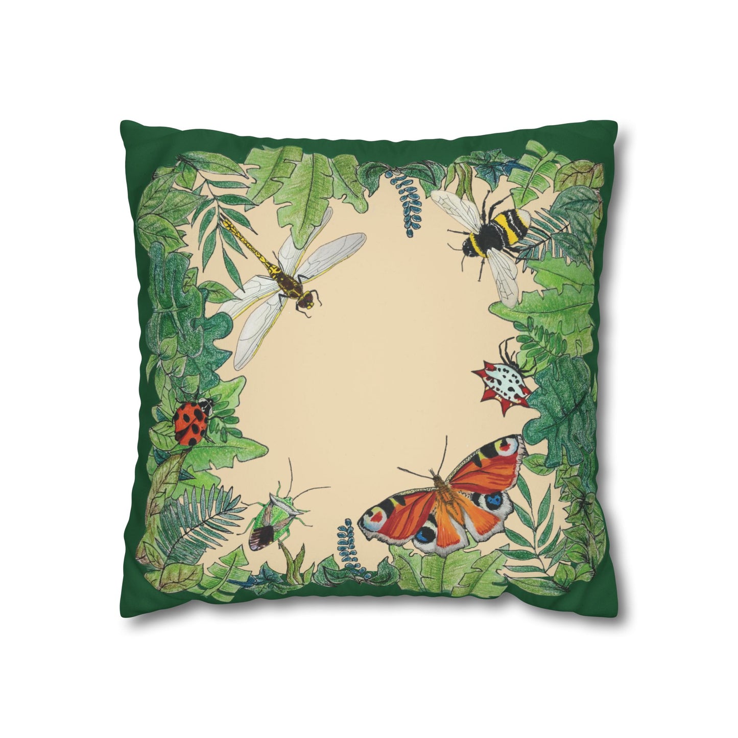 Garden Life - Faux Suede Square Pillow Case - Beige
