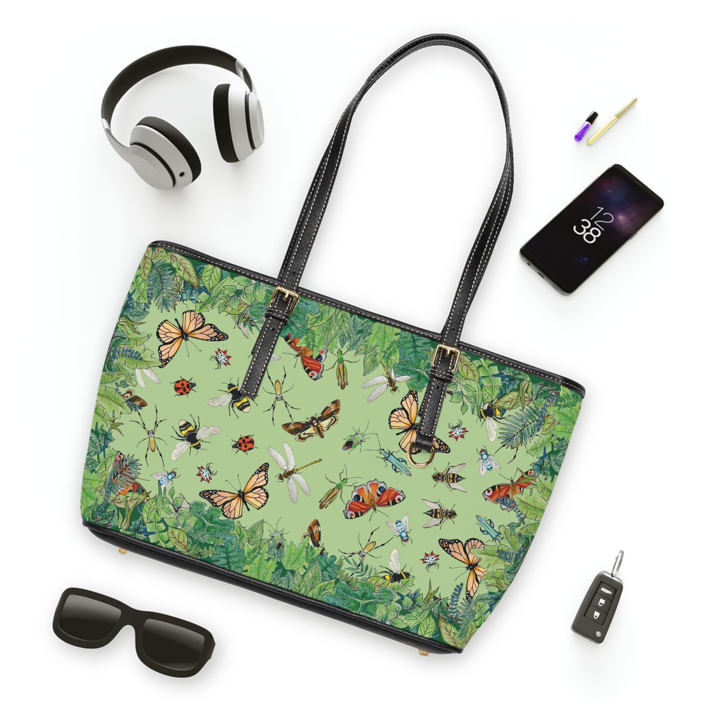 Garden Life -  Leather Shoulder Bag - Light Green