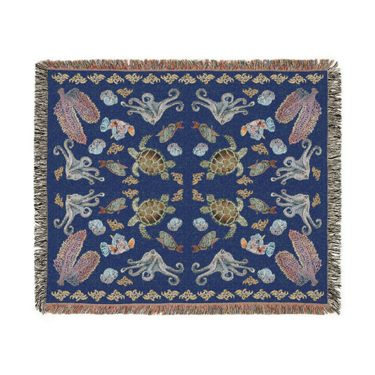 Sargasso Sea - Woven Blanket - Dark Blue