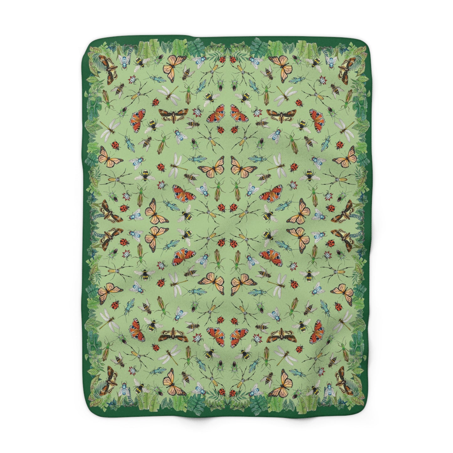 Garden Life - Sherpa Fleece Blanket - Light Green