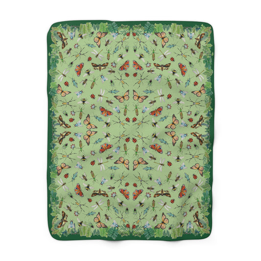 Garden Life - Sherpa Fleece Blanket - Light Green