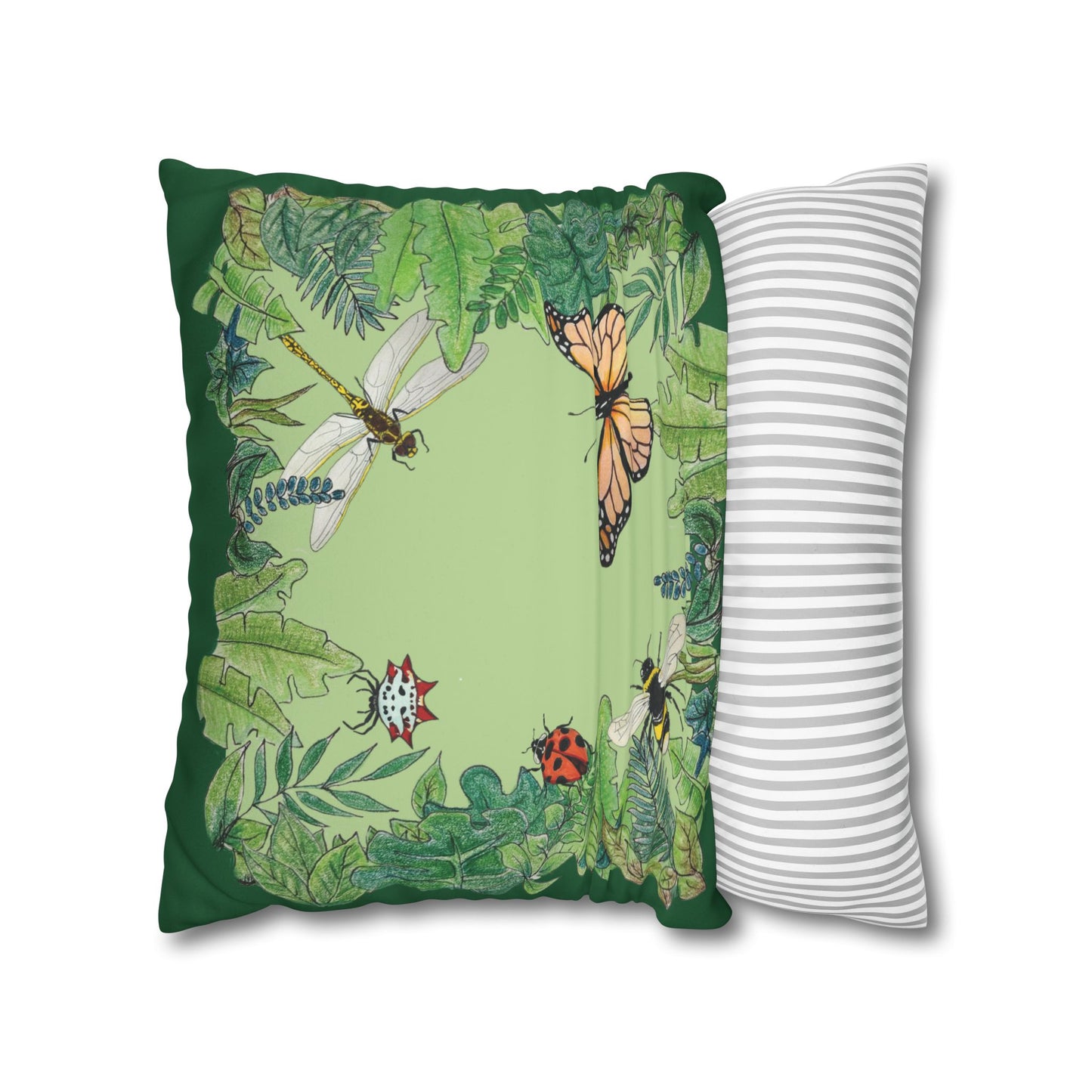 Garden Life - Faux Suede Square Pillow Case - Light Green