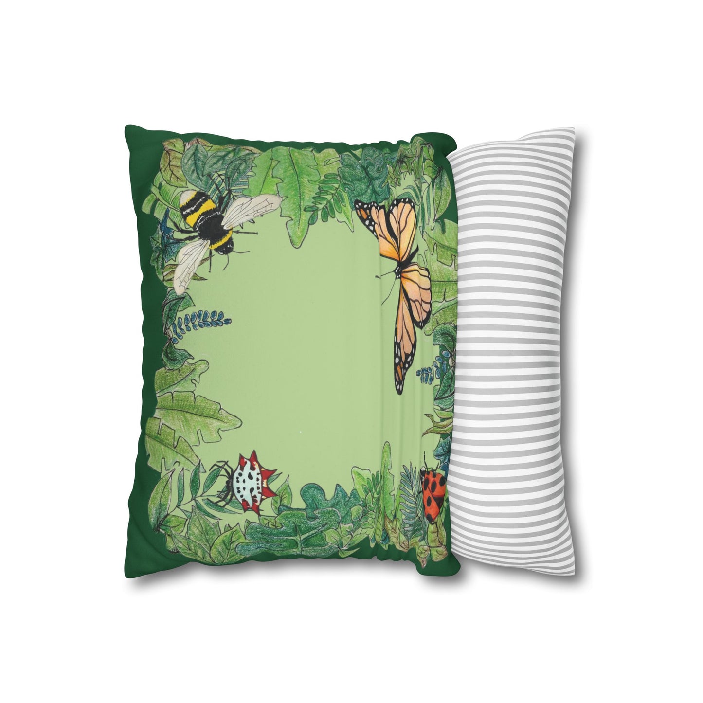 Garden Life - Faux Suede Square Pillow Case - Light Green
