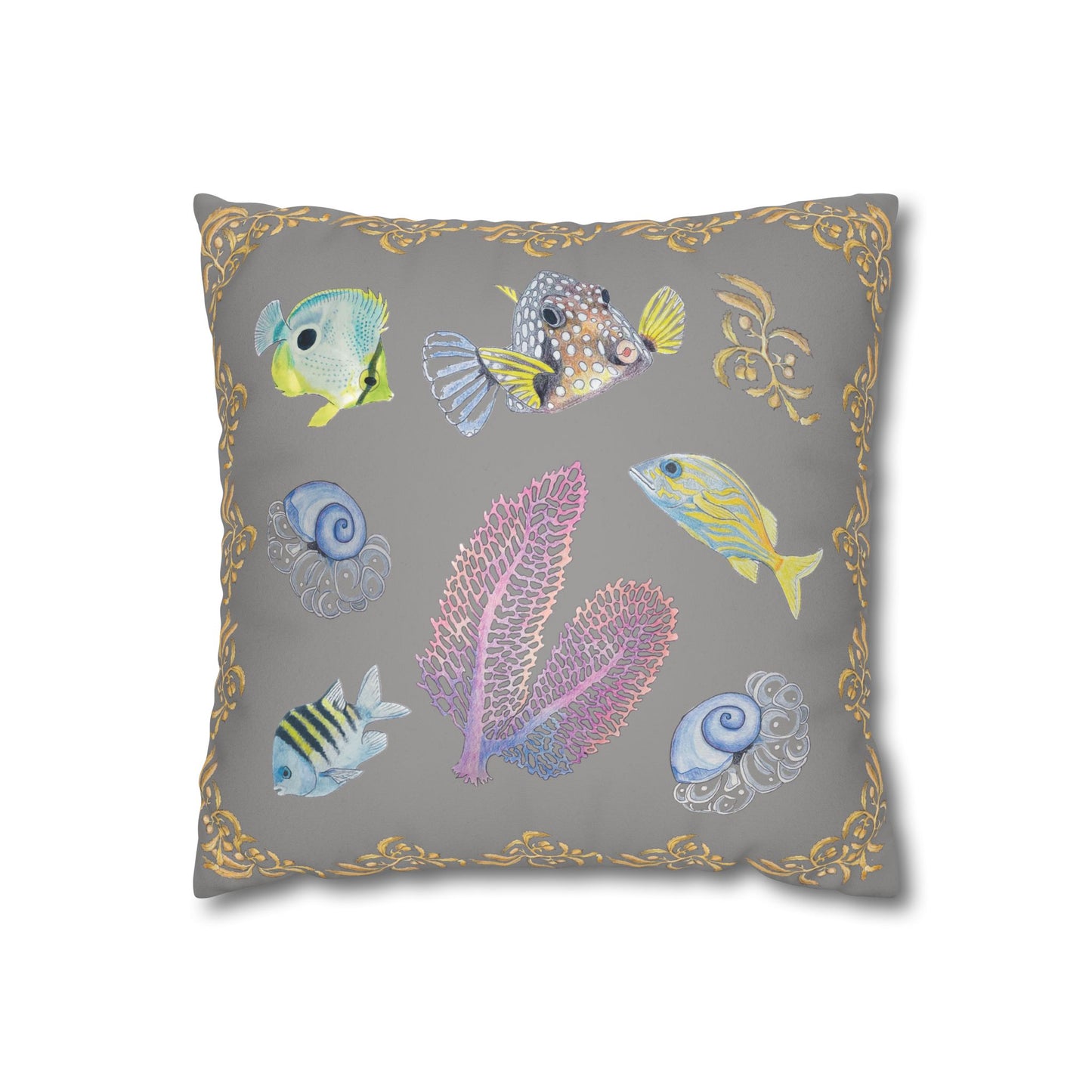 Sargasso Sea - Faux Suede Square Pillow Case - Grey