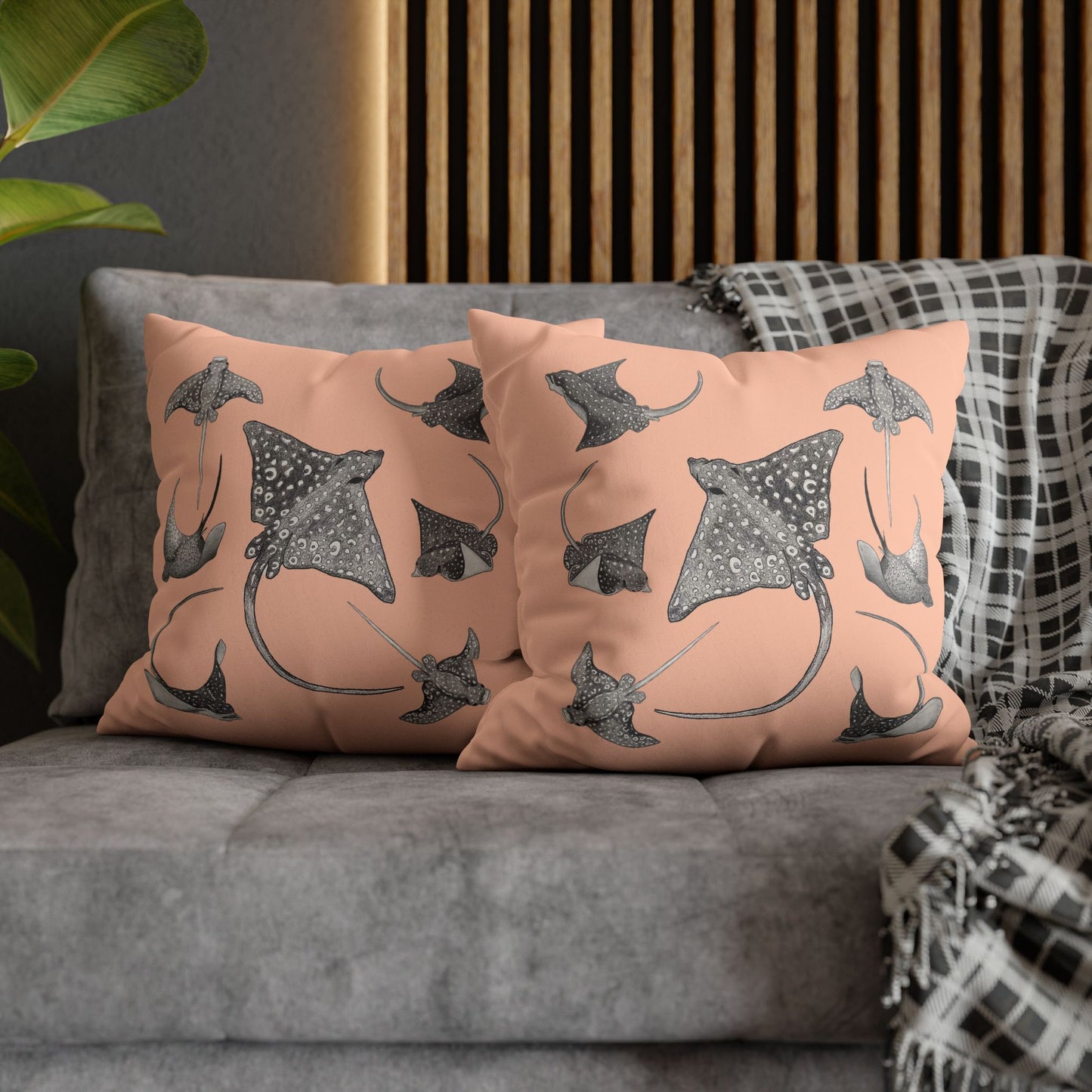 Eagle Ray - Faux Suede Square Pillow Case - Bermuda Sand