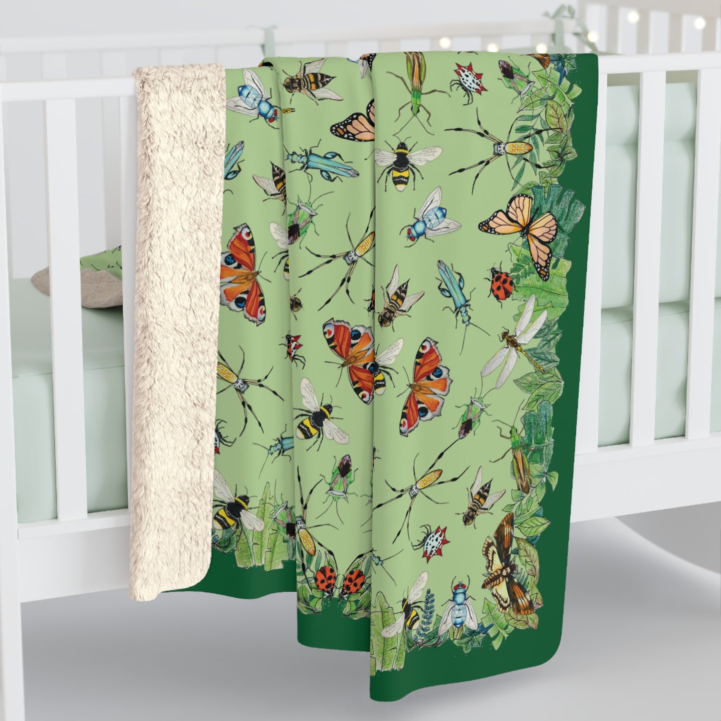 Garden Life - Sherpa Fleece Blanket - Light Green