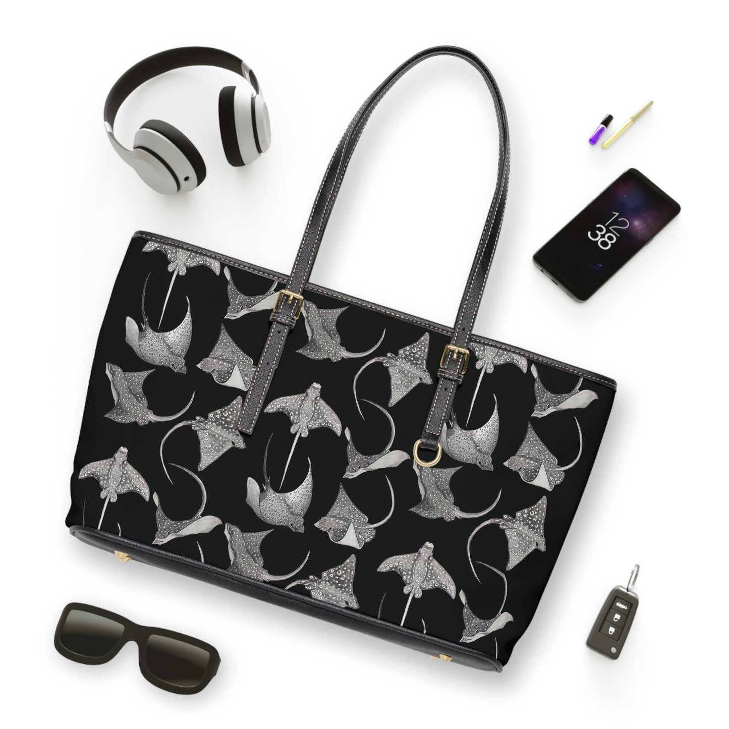 Eagle Ray - Leather Shoulder Bag - Black