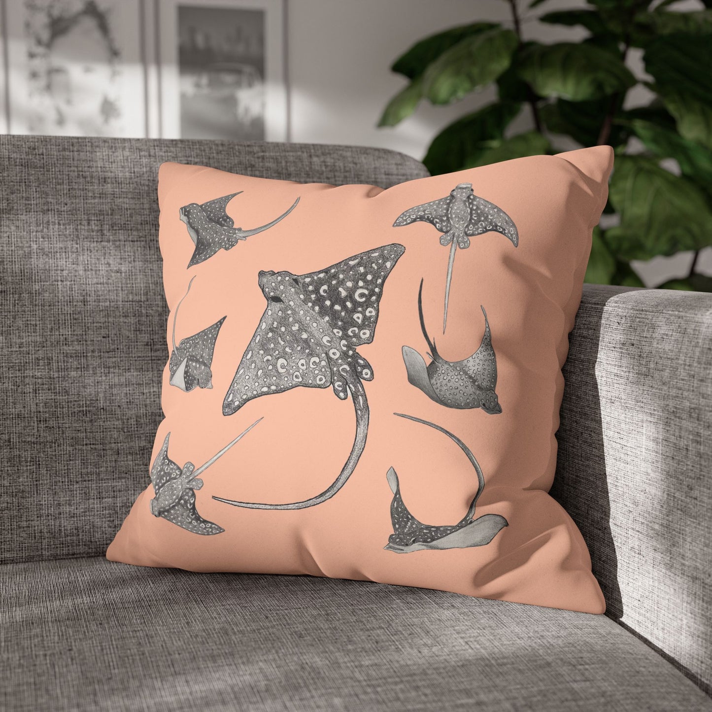 Eagle Ray - Faux Suede Square Pillow Case - Bermuda Sand