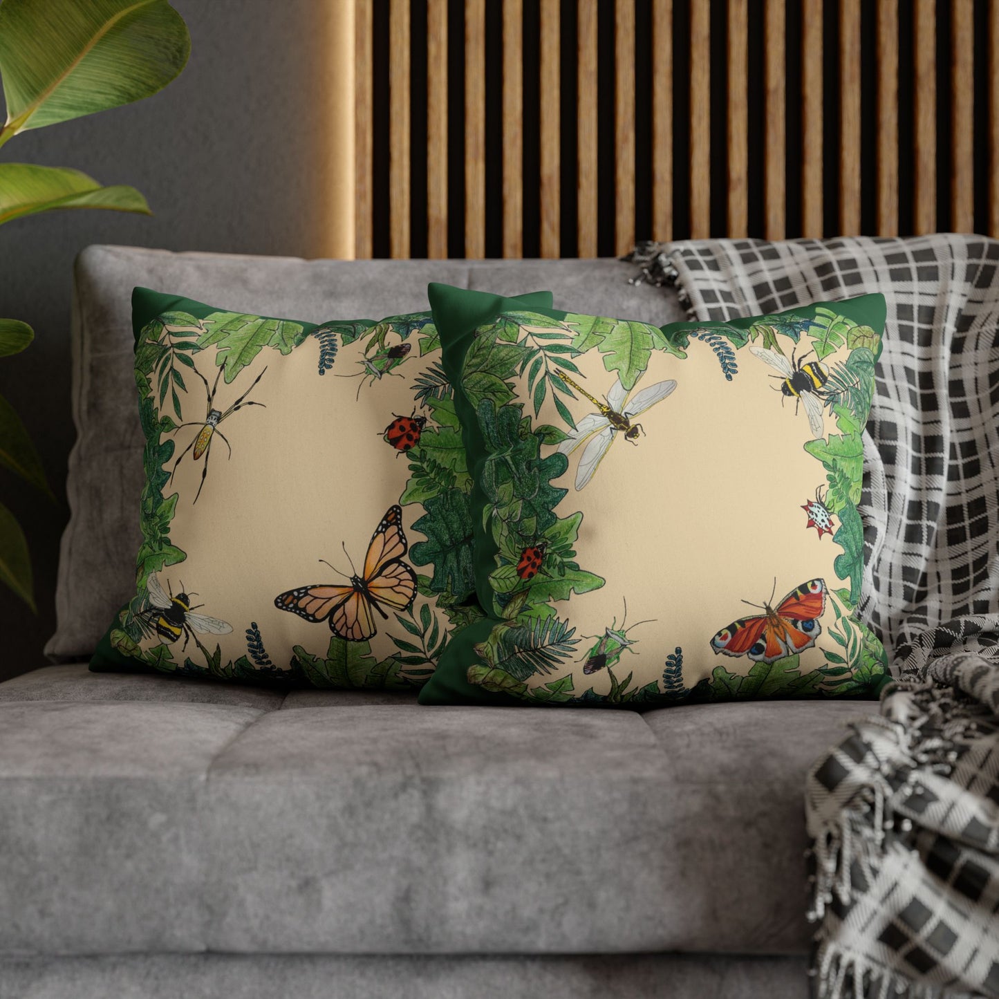 Garden Life - Faux Suede Square Pillow Case - Beige