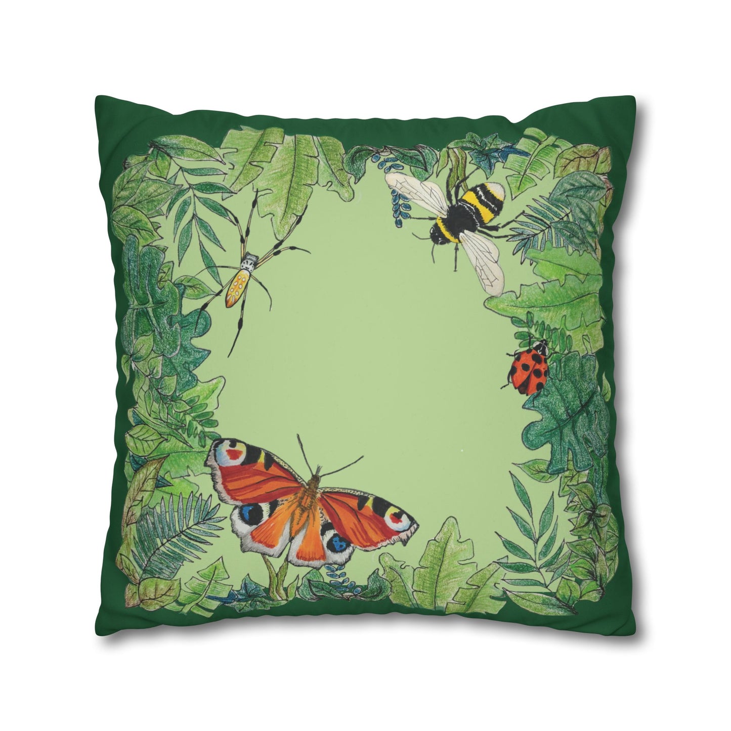 Garden Life - Faux Suede Square Pillow Case - Light Green