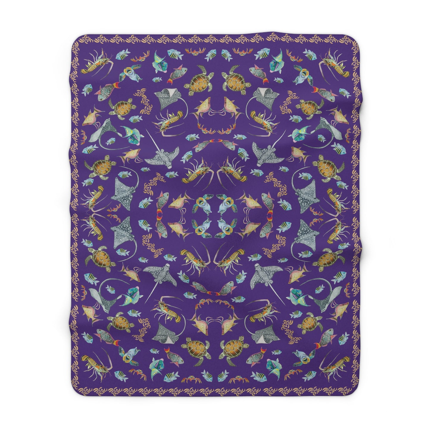 Sargasso Sea - Sherpa Fleece Blanket - Deep Purple