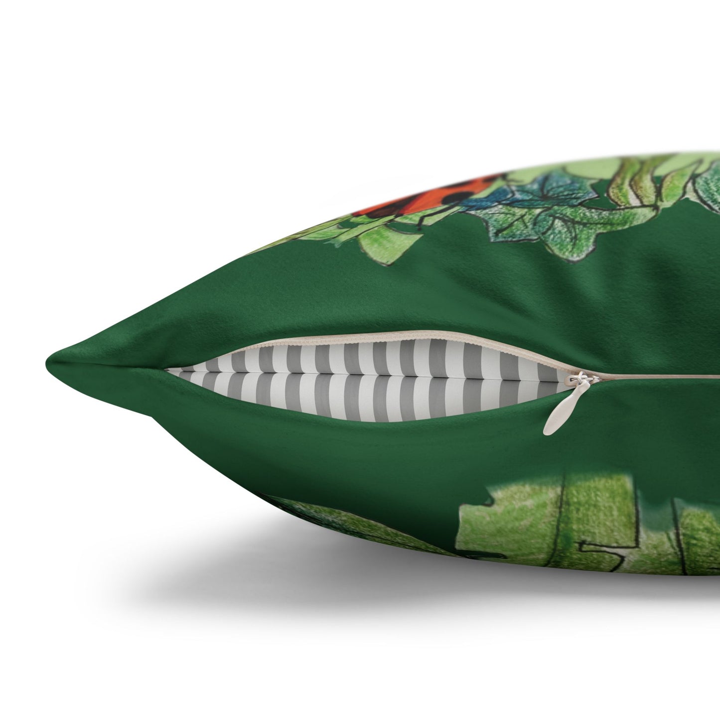 Garden Life - Faux Suede Square Pillow Case - Light Green