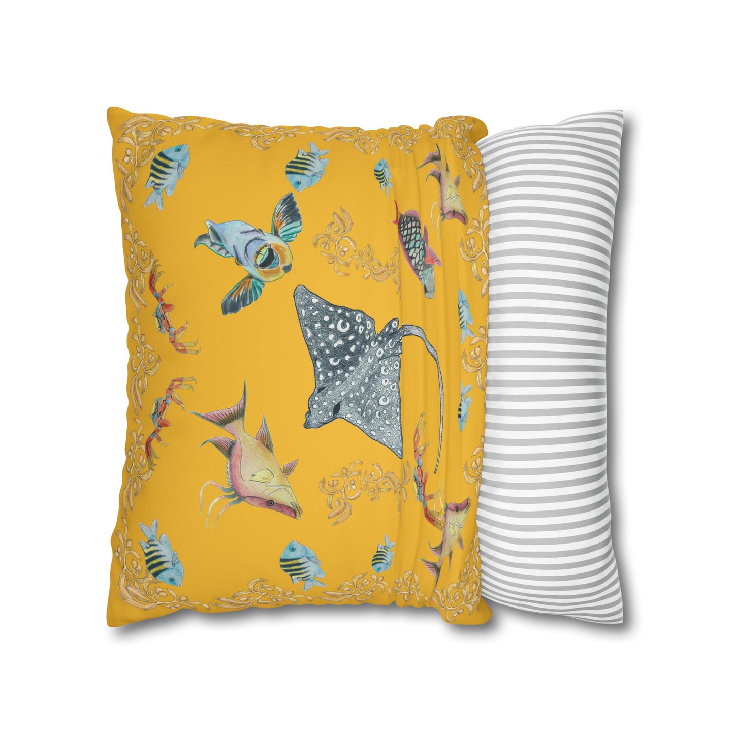 Sargasso Sea - Faux Suede Square Pillow Case - Mango