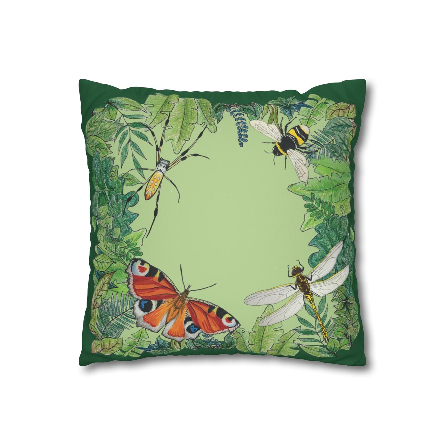 Garden Life - Faux Suede Square Pillow Case - Light Green