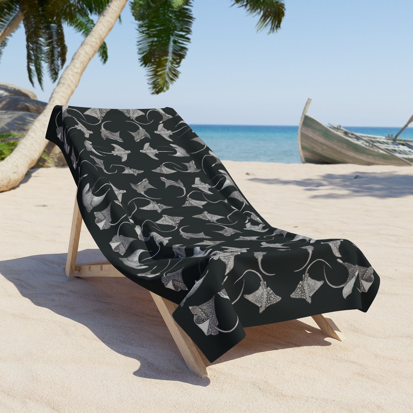Eagle Ray - Beach Towel - Black