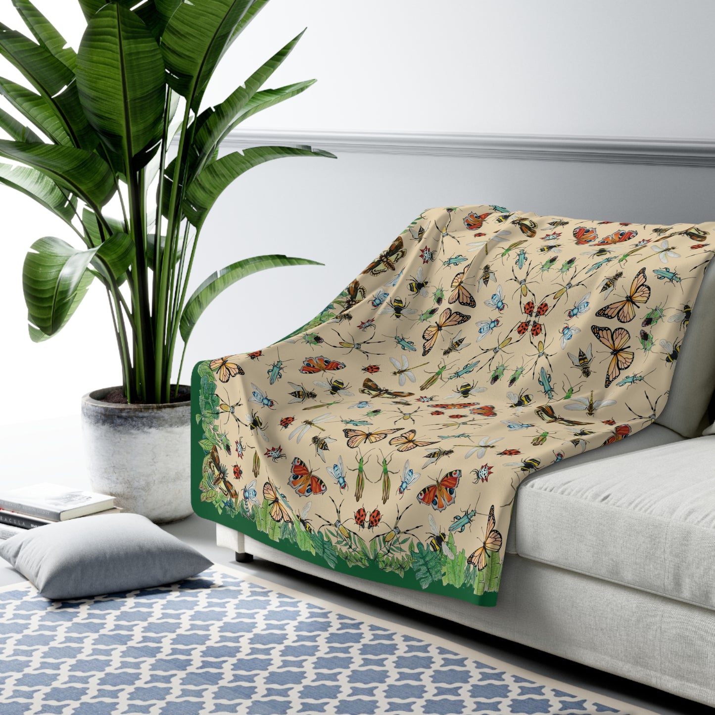 Garden Life - Sherpa Fleece Blanket - Beige