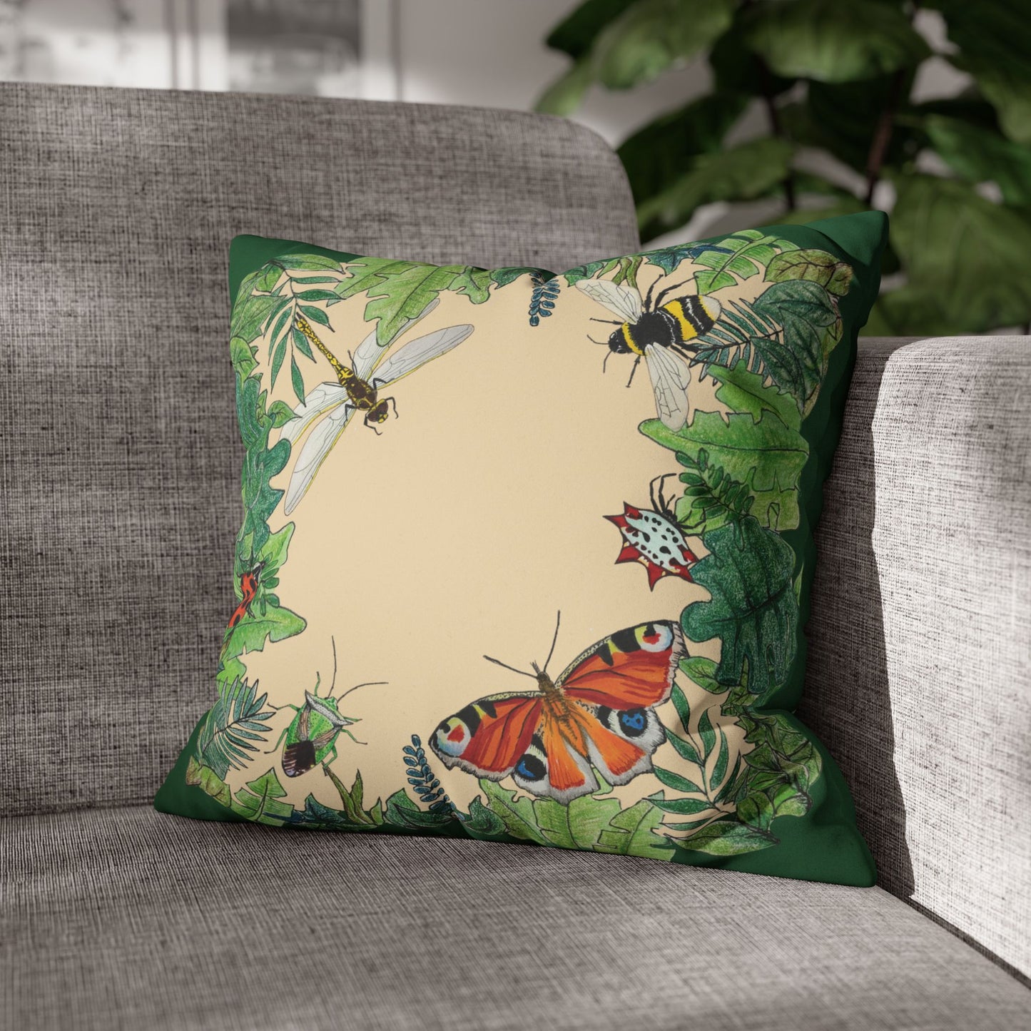 Garden Life - Faux Suede Square Pillow Case - Beige