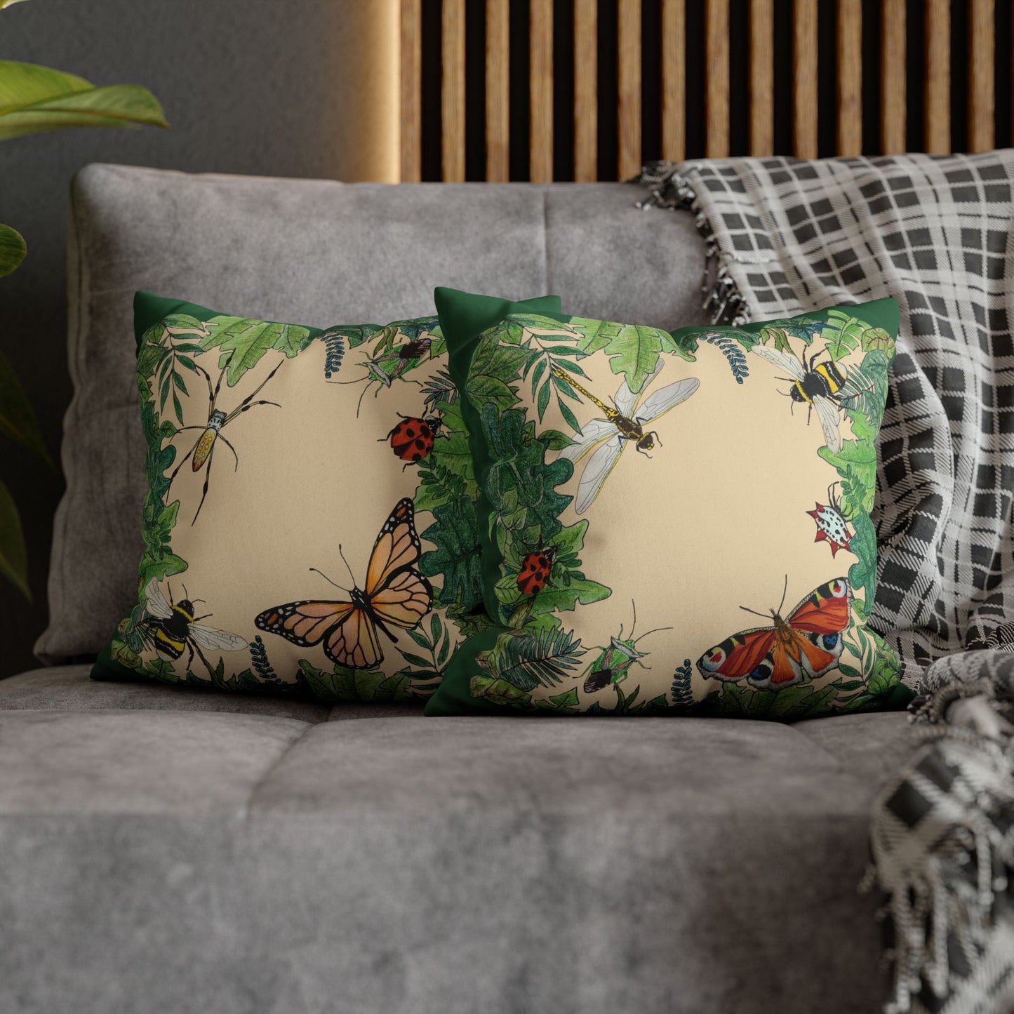 Garden Life - Faux Suede Square Pillow Case - Beige