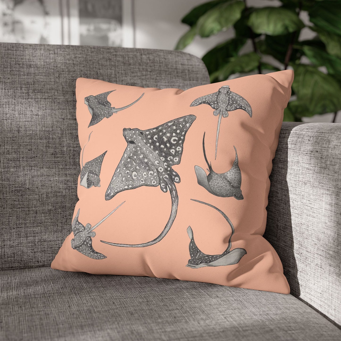 Eagle Ray - Faux Suede Square Pillow Case - Bermuda Sand