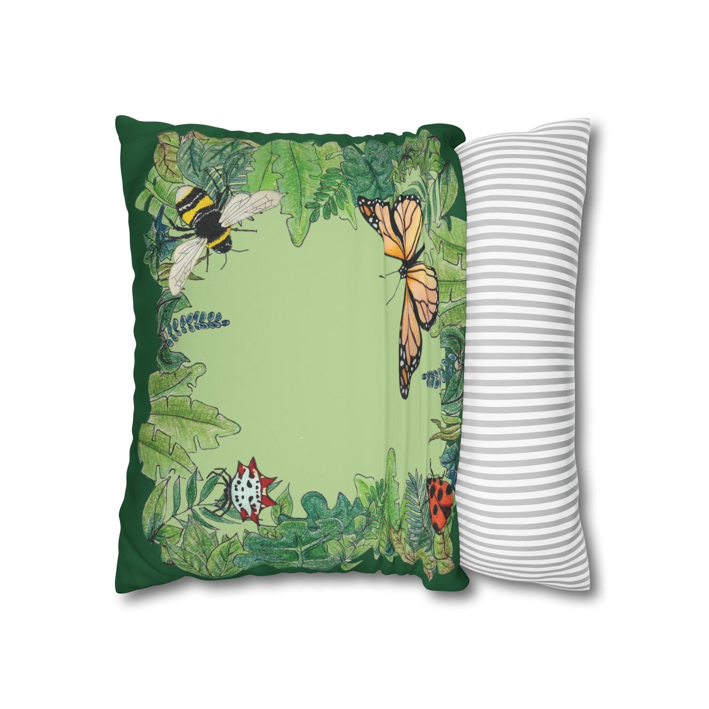 Garden Life - Faux Suede Square Pillow Case - Light Green