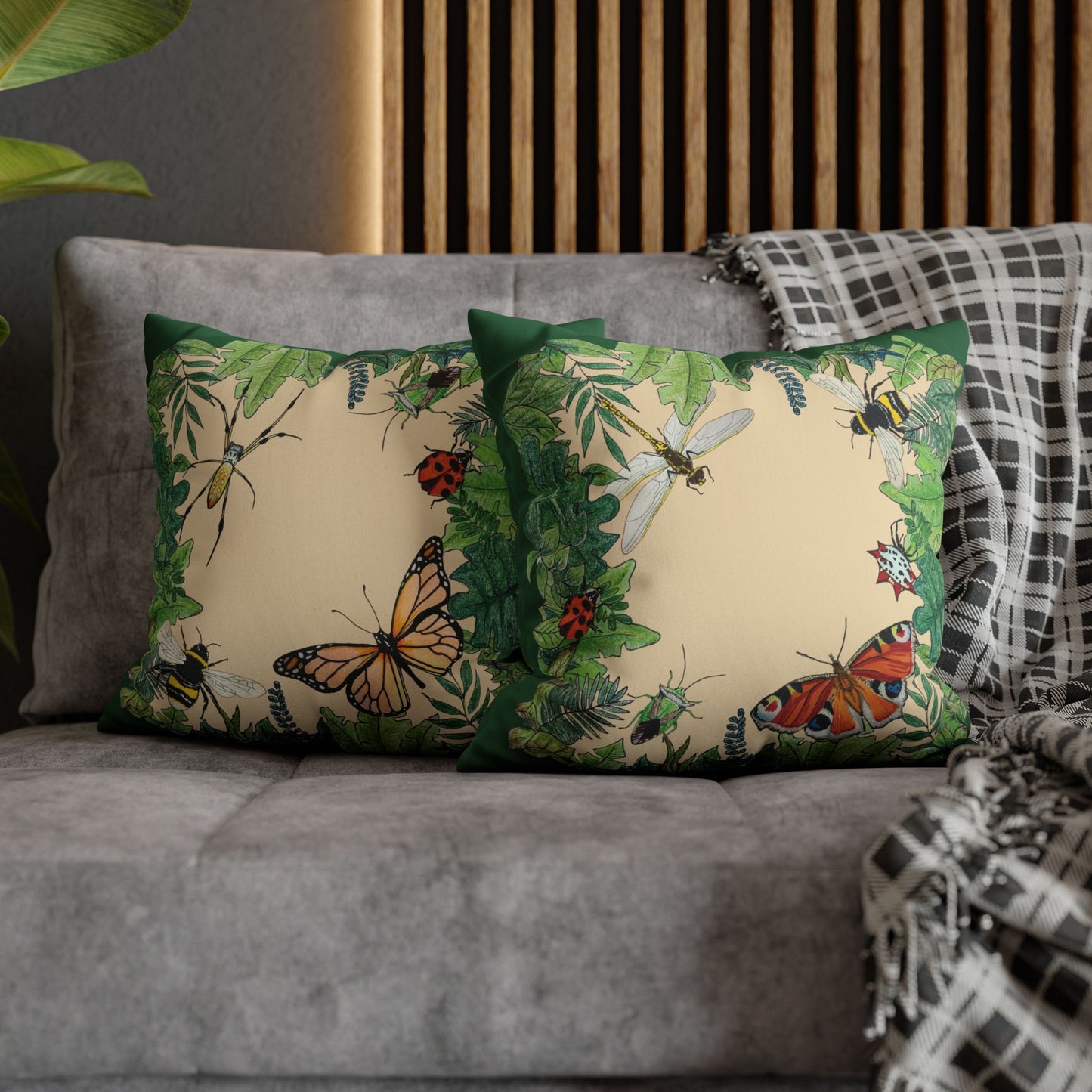 Garden Life - Faux Suede Square Pillow Case - Beige