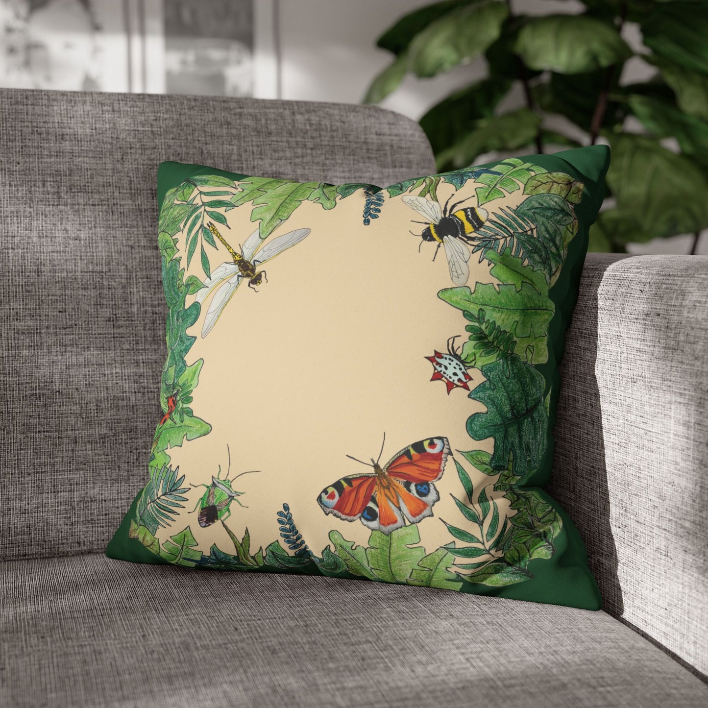 Garden Life - Faux Suede Square Pillow Case - Beige