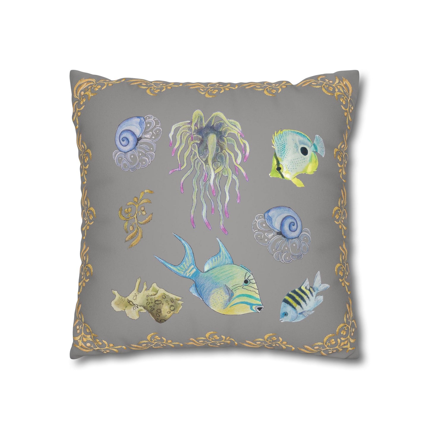 Sargasso Sea - Faux Suede Square Pillow Case - Grey