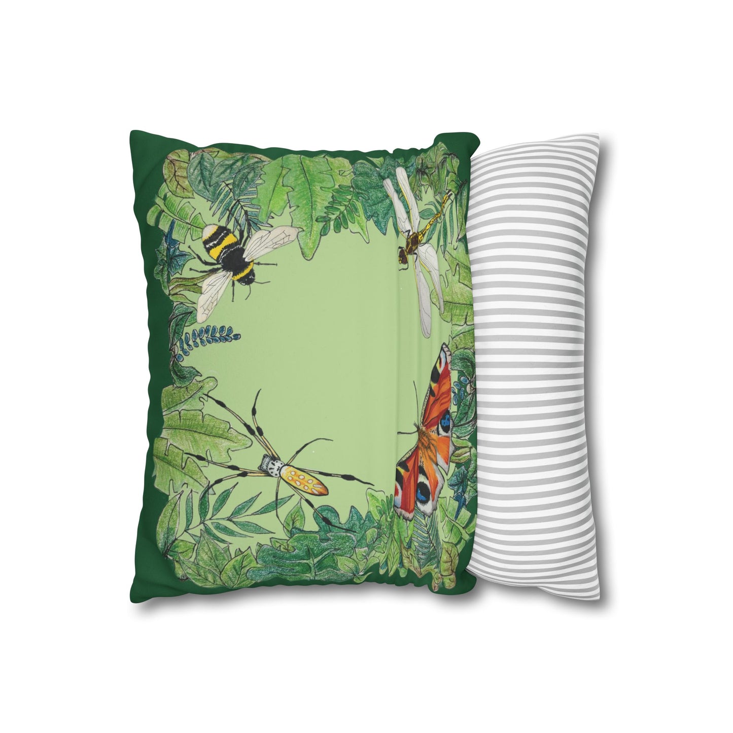 Garden Life - Faux Suede Square Pillow Case - Light Green
