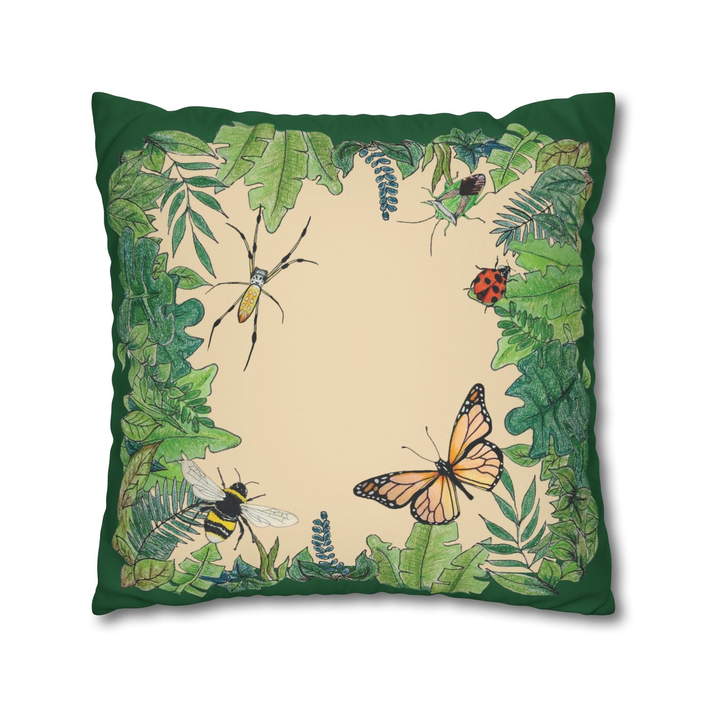Garden Life - Faux Suede Square Pillow Case - Beige