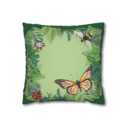 Garden Life - Faux Suede Square Pillow Case - Light Green