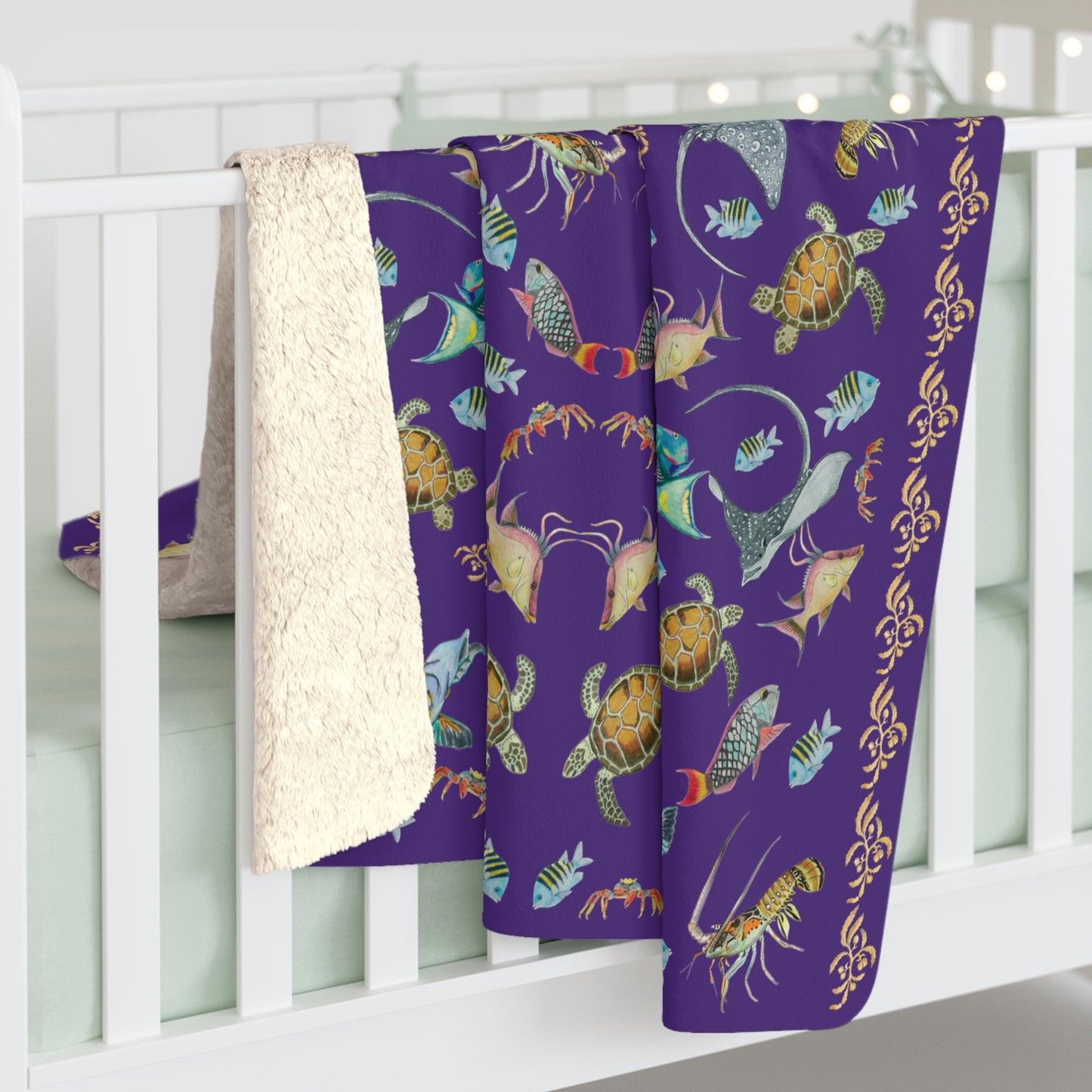Sargasso Sea - Sherpa Fleece Blanket - Deep Purple