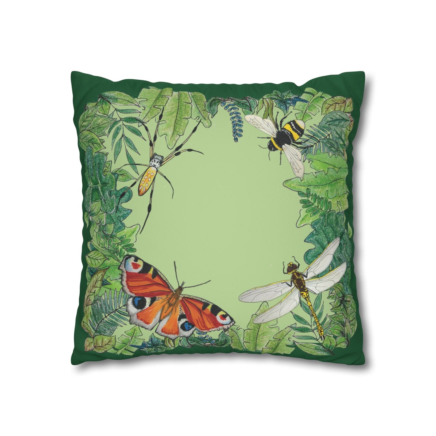 Garden Life - Faux Suede Square Pillow Case - Light Green