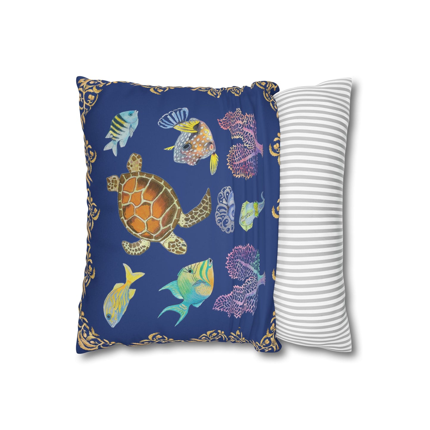 Sargasso Sea - Faux Suede Square Pillow Case - Dark Blue