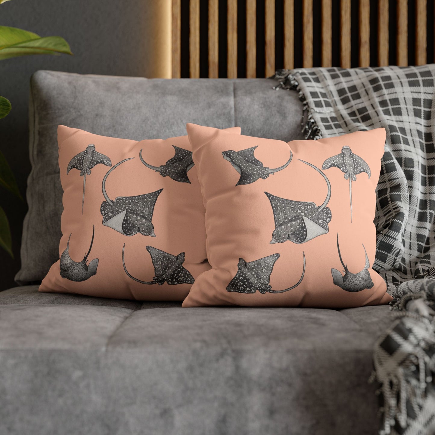 Eagle Ray - Faux Suede Square Pillow Case - Bermuda Sand