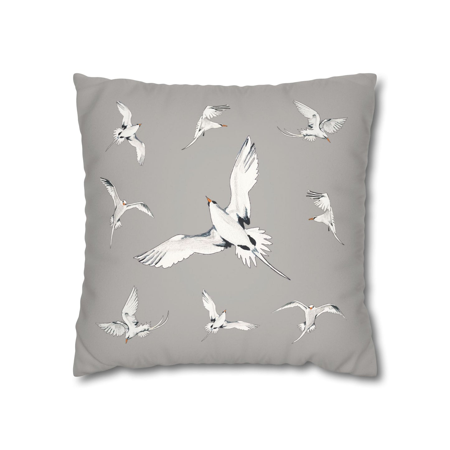 Longtails - Faux Suede Square Pillow Case - Light Grey