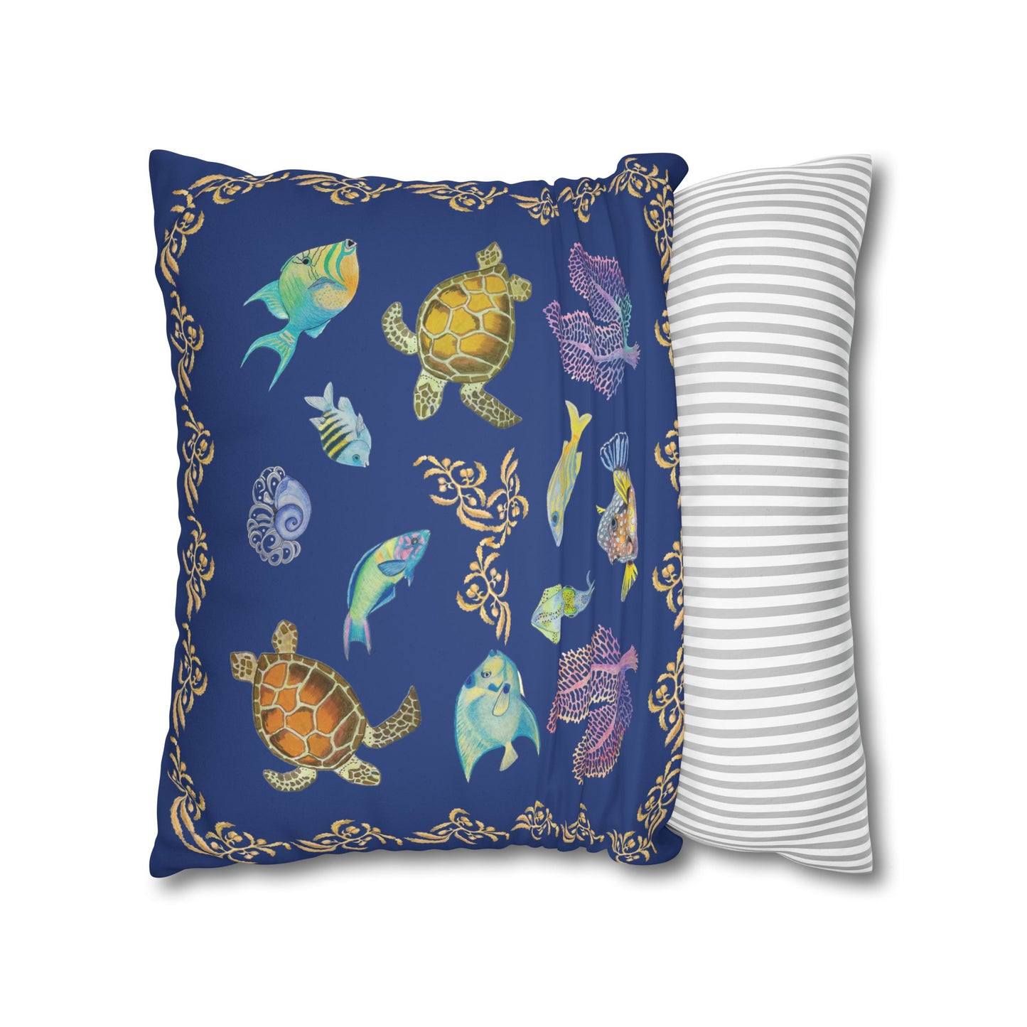 Sargasso Sea - Faux Suede Square Pillow Case - Dark Blue