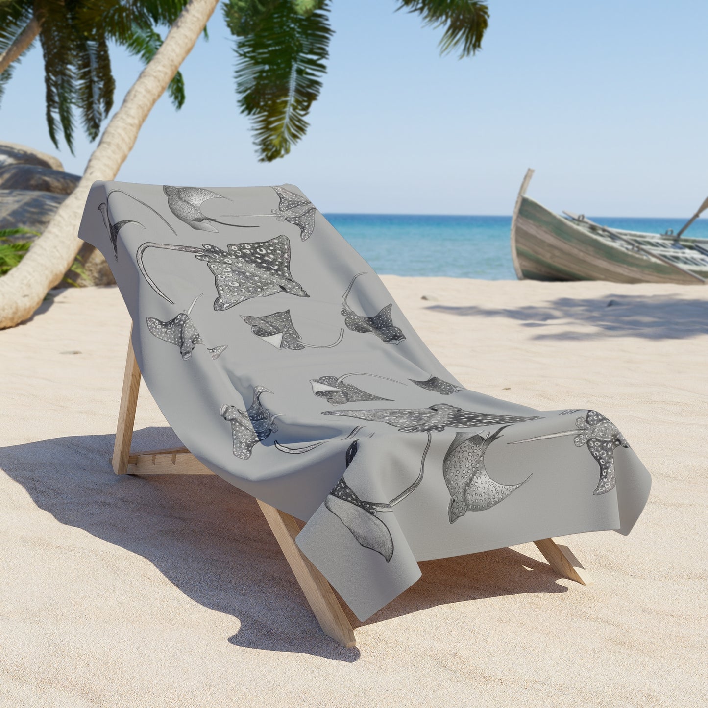 Eagle Ray - Beach Towel - Light Grey