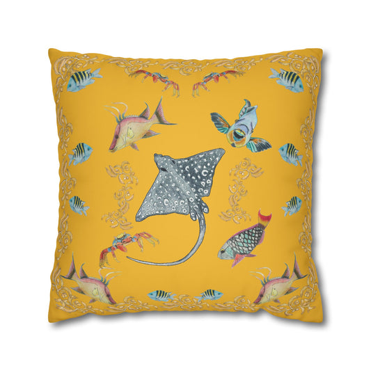 Sargasso Sea - Faux Suede Square Pillow Case - Mango