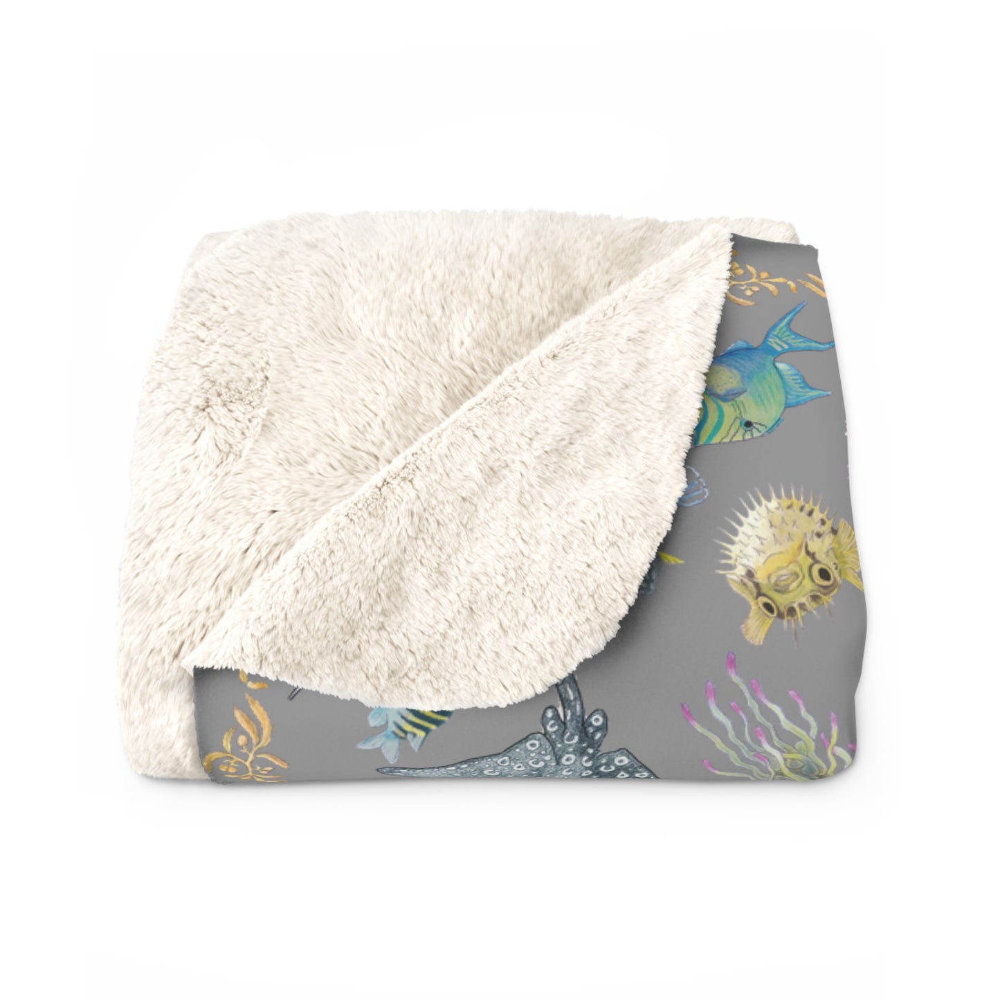 Sargasso Sea - Sherpa Fleece Blanket - Grey