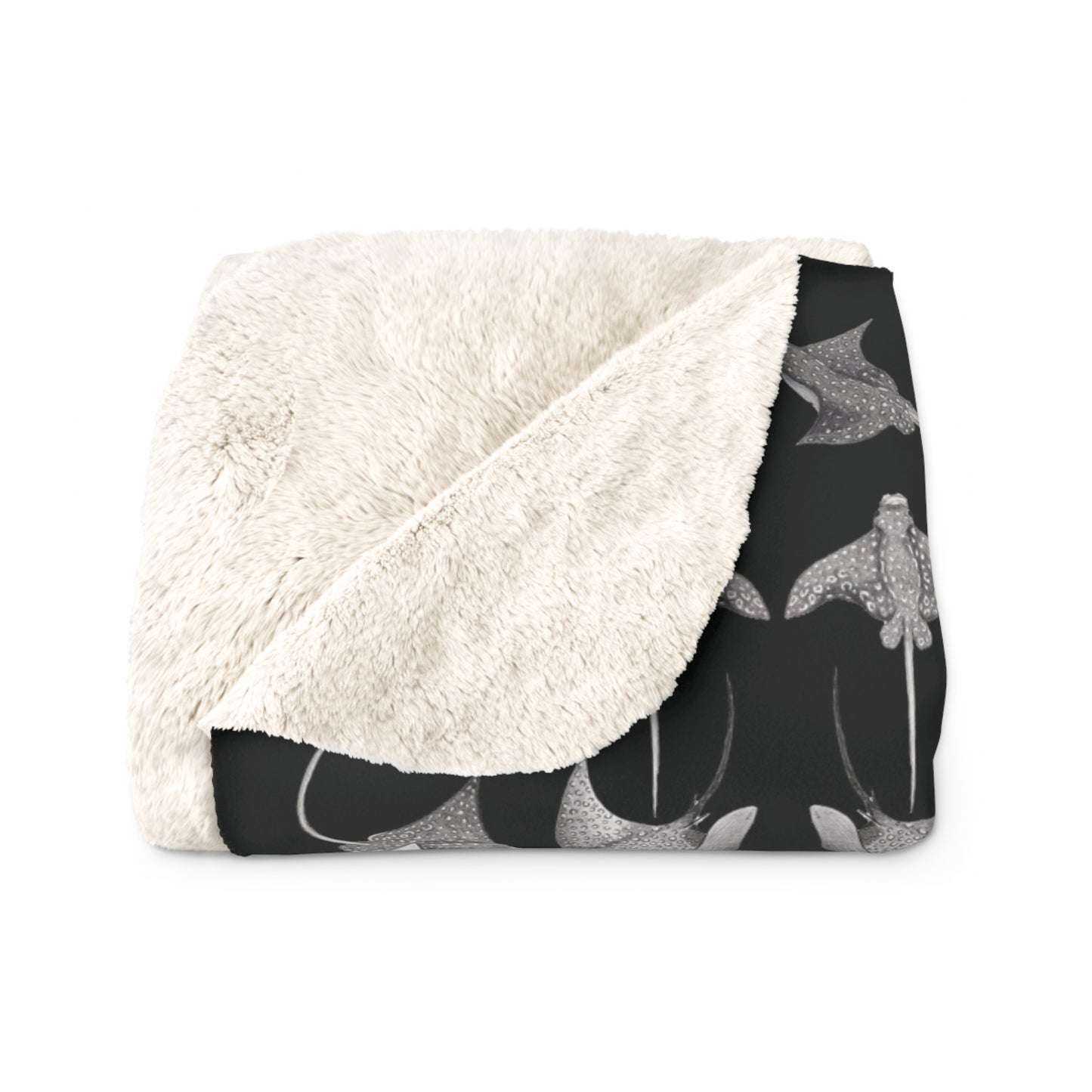 Eagle Ray - Sherpa Fleece Blanket - Black