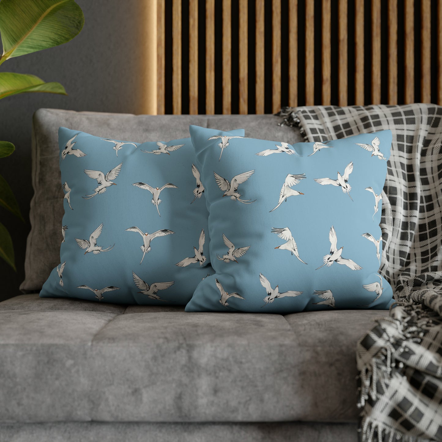 Longtails - Faux Suede Square Pillow Case - Sky