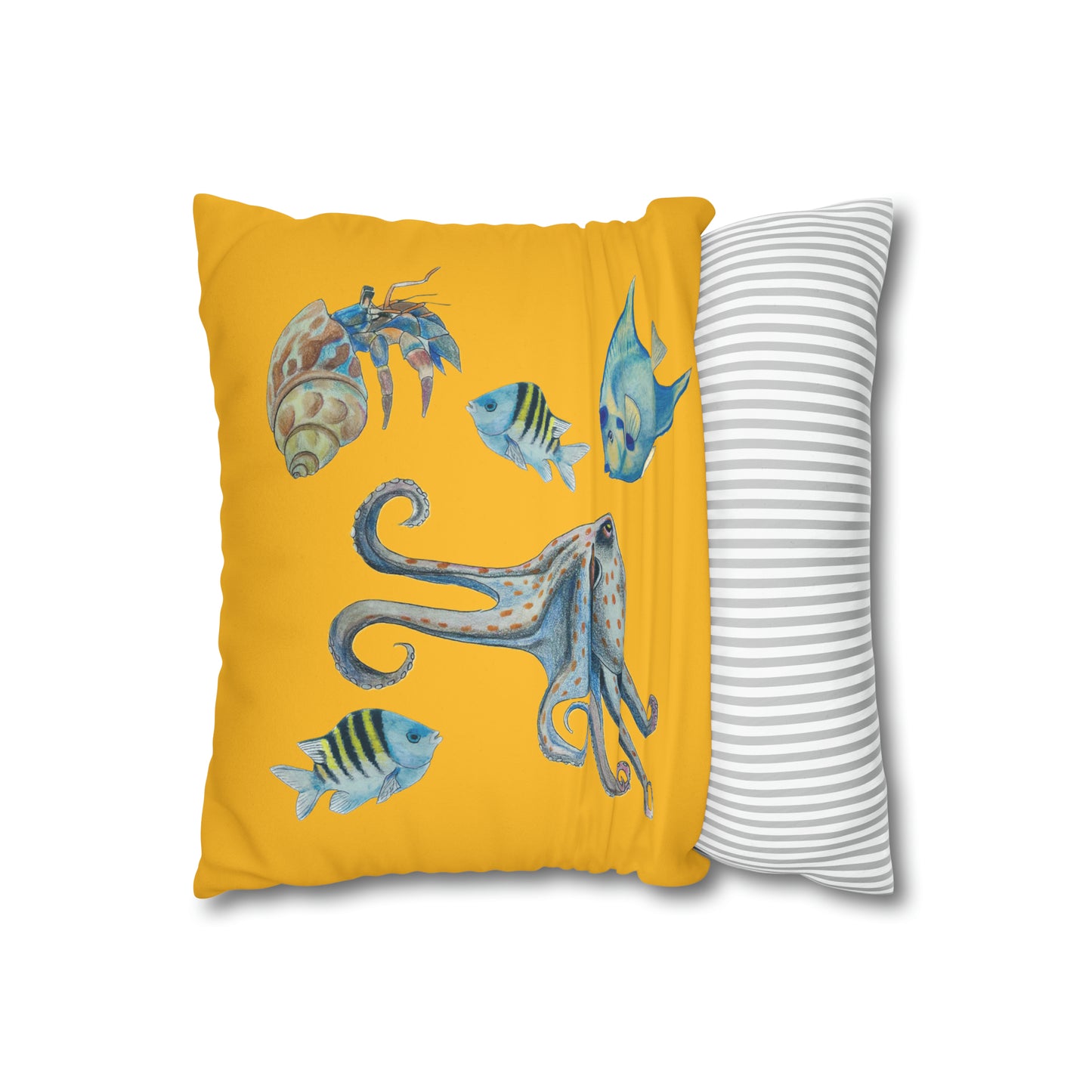 Sargasso Sea - Faux Suede Square Pillow Case - Mango