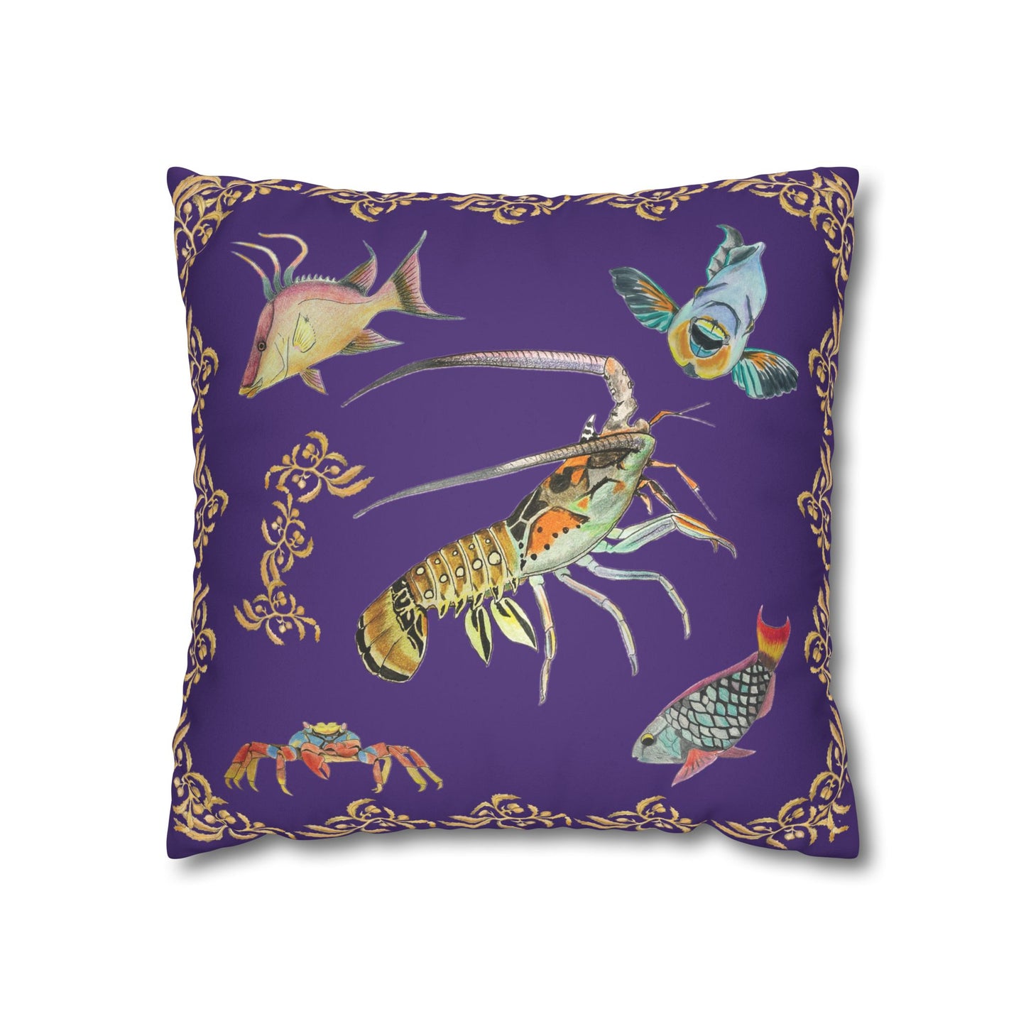 Sargasso Sea - Faux Suede Square Pillow Case - Deep Purple